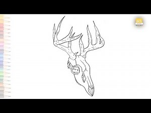 Deer head skull with antlers drawing easy | Outline sketches | How to draw A Deer skull step by step
