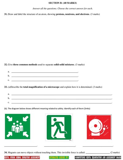 Grade 9 Integrated Science Paper 1 End of Term 1 2026 Exam #cbc #exam #education