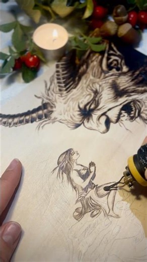 Angel vs. Demon: Hand-Burned Gothic Wood Art 🕯️🔥