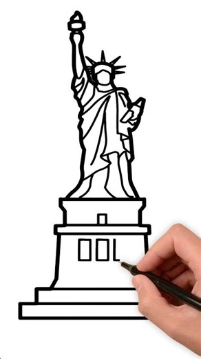 How to Draw USA Statue 🗽 | Simple Drawing for Kids | KidsTube