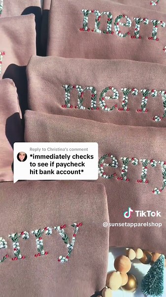 Replying to @Christina We’d love to make one for you!! 🥰🎁🎄 #merry #merrychristmas #embroidered #embroideredsweatshirt #sweatshirt #sweatshirts #winteroutfit #winterfashion #tiktokshop #shopping