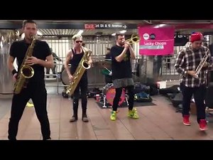 cool saxophone subway band New York metro random video