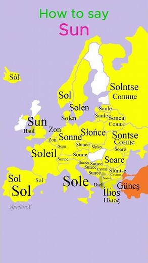 How to say Sun | Universe | European Languages Comparison #shorts #comparison #map