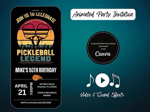 Animated Pickleball Birthday Party Invitation: DIY Video Template (digital Download) - Etsy Australia