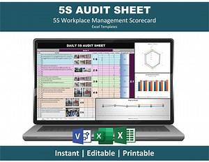 5S Audit Sheet | Workplace Management Scorecard Excel Template, Lean Management Checklist - Etsy