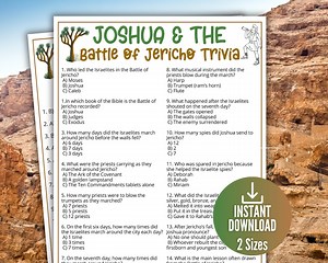 Joshua & the Battle of Jericho Trivia for Kids,sunday School Bible Lesson Games,old Testament Activity,church Fundraiser Game,homeschool BB1 - Etsy