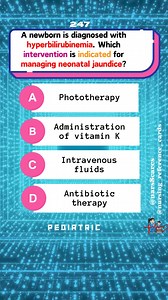 3K views · 62 reactions | A newborn is diagnosed with hyperbilirubinemia. Which intervention is indicated for managing neonatal jaundice? * * * #nurses #doctors #nursing #medical #nurseexam #NCLEX #nclexreview #nclexrn #registerednurse #medicaldoctor #medicine #studentlife #exam #exampreparation #nclexprep #nursingstudent #medicalstudent #RN #NMC #NGN #PNLE #NLE #USRN #RN #rnlife #nursinglife #fbreels #fypシ゚ @highlight @followers @everyone | Nursing Reference Cards | Facebook