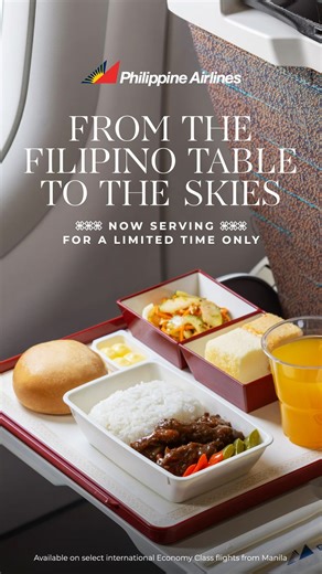 20K views · 4.8K reactions | Dine from the Filipino table to the skies with Philippine Airlines ☁ Fly Economy Class to enjoy a world of Filipino flavors, now available for a limited time only on select international flights ✈️ | Philippine Airlines | Facebook