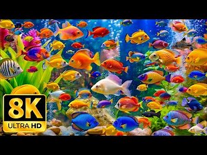 Aquarium 8K VIDEO ULTRA HD - Colorful Fish Swimming in Beautiful Coral Reef Paradise