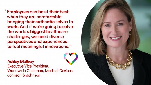 4.7K views · 186 reactions | “I’m proud of the many ways that Johnson & Johnson is creating an environment where everyone feels they belong,”—Ashley McEvoy, Executive Vice President, Worldwide Chairman, Medical Devices, Johnson & Johnson. This Pride Month, see how J&J stands behind its LGBTQIA+ employees and why a strong culture of diversity and inclusion is crucial to help solve problems in the healthcare system: https://bit.ly/3xkWeVV | Johnson & Johnson | Facebook