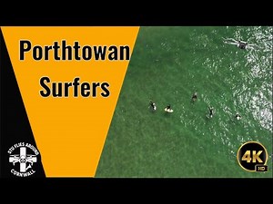 Surfers in Action at Porthtowan Beach | Stunning Cornwall Drone Views