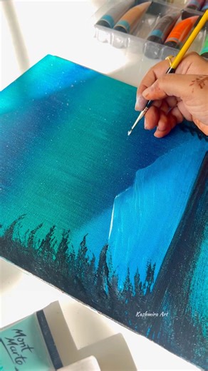 Northern lights painting Acrylic ✨ #shorts