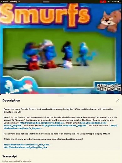 Boomerang’s The Smurfs Lineup Promo Video aired on Boomerang TV 📺 Channel in the 1990’s. Boom U.S)