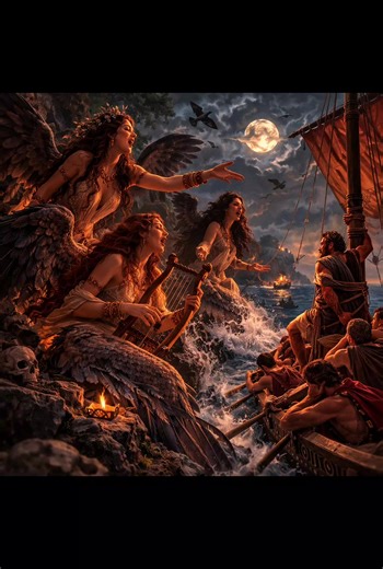In Greek mythology, Sirens were dangerous bird-women hybrid creatures who inhabited rocky islands, famously luring sailors to their deaths with irresistible, melodic songs. Known for immense musical talent and knowledge, they represented temptation and death. Their most famous encounter involved Odysseus, who passed their island safely by having his crew block their ears while he was bound to the mast. #greekmythology #greekmythologyart #greekledgends