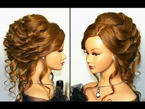 Romantic bridal, wedding hairstyle for long hair. Tutorial