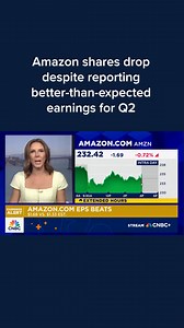 7.5K views · 52 reactions | Amazon shares slid in extended trading on Thursday after the company reported second-quarter results that exceeded expectations, but it gave light operating income guidance for the current period. Full details: cnb.cx/44YsOkm | CNBC | Facebook
