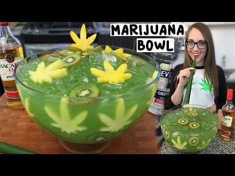 Marijuana Jungle Juice Bowl with Banana Leaf Straws - Tipsy Bartender