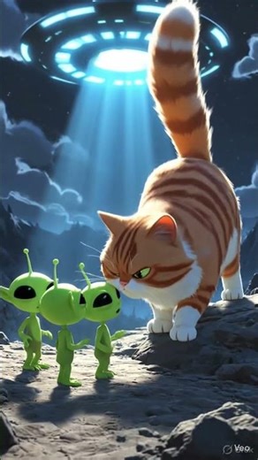 Aliens vs Cat 😂👽 Who Will Win? #shortsvideo #animation