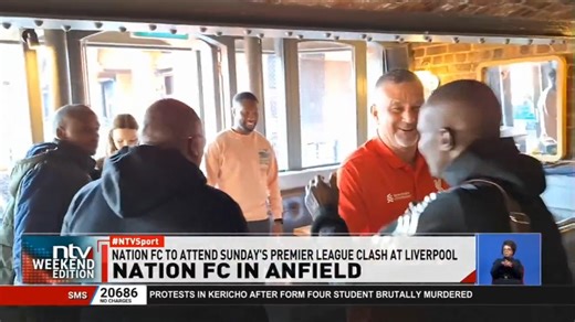 8.4K views · 377 reactions | Nation FC in Anfield As the English Premier League champions Liverpool prepare to take on Arsenal in the third last game of the season on Sunday our very own team Nation FC will also be there to witness the nail-biting clash. #NTVWeekendEdition | NTV Kenya | Facebook