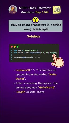 Count characters in a string using JavaScript #shorts #js