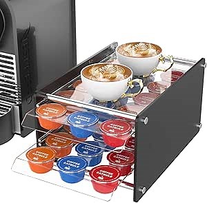 Acrylic Coffee Pod Holder - 2 Tier Storage Organizer for Nespresso Pods, Holds 30 Pods, Compatible for Nespresso Vertuo Pods, Coffee Pod Drawer Organizer for Home
