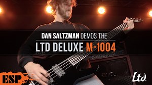 Here's Dan Saltzman, bass player from Illucinus, doing a slammin' demo of the LTD Deluxe M-1004 bass. With its neck-thru-body construction and 35" scale, you get powerful sustain, resonant tone, and the ability to use extended range tunings while still maintaining great string tension, as Dan is doing here in this drop-B composition. The M-1004 also provides premier-level components like include 24 stainless steel frets, Grover tuners, Gotoh bridge, and a set of Fishman Fluence SB-1 active picku