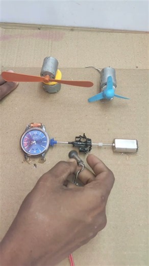 2 Drone fan funny rotation science project idea with use Mini Drone motor and clock watch_Dc Motor