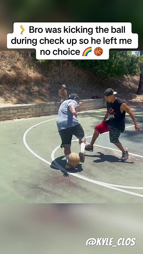 Bro's Impressive Rainbow Flick Basketball Trick at Thibodo Park