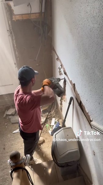 Any ideas for taking off old lime plaster? 👀 #renovation #renovationproject #houserenovation #diy #ireland #construction #plaster #plastering