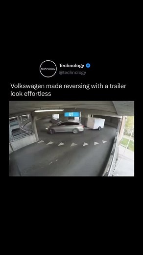 Technology on Instagram: "Volkswagen’s famous Trailer Assist commercial made it look like drivers in Norway were pulling trailers in reverse through city streets, roundabouts, and even highways. The stunt shocked viewers worldwide 🚙🎥 But the truth is, they didn’t actually drive backwards at those speeds. The creative team built a special trailer that looked normal but had a hidden car chassis underneath. A stunt driver sat inside the disguised trailer and drove it forward, making it appear as