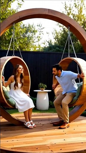 Amazing Wooden Circle Swing Garden Build | Relaxing Backyard Seating Transformation 🌿
