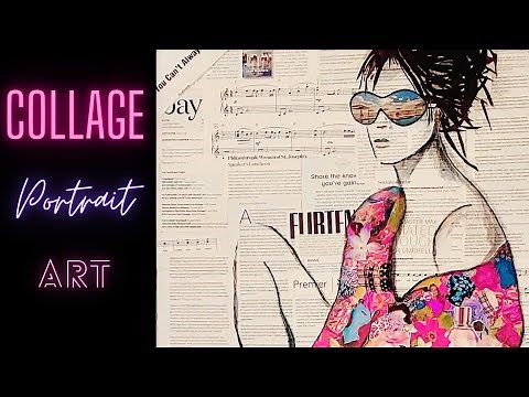 How to make a Portrait Mixed Media Collage Painting using Magazines