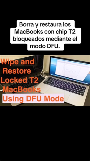 Borra y restaura los MacBooks con chip T2 bloqueados mediante el modo DFU.#macbook #unlock #DFU #meme #icloudunlock