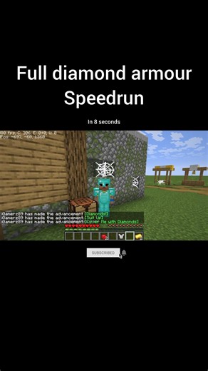 minecraft full diamond armour speedrun #minecraft #Gaming #shorts