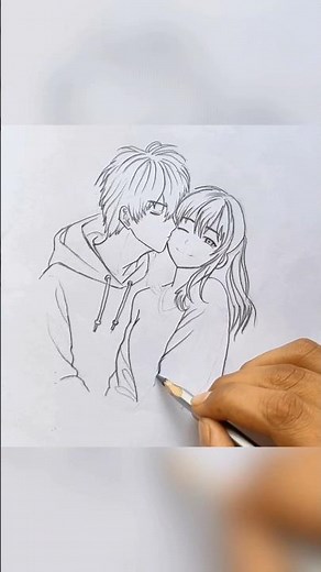 Romantic Anime Easy Drawing Anime Couple Drawing ❤️ | Easy Pencil Sketch Tutorial #animestyle #art