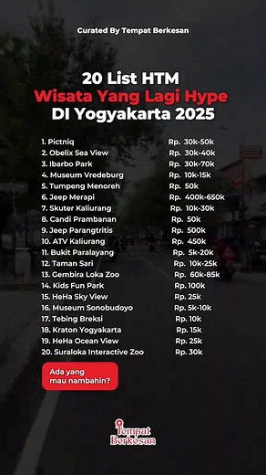 20 Destinasi Wisata Menarik di Yogyakarta 2025
