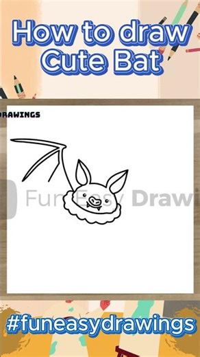 How to Draw Cute Cartoon Bat @funeasydrawings #drawing #cartoon #animal #cute #bat #shorts