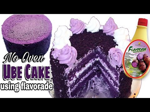 NO OVEN! NO BAKE! UBE CAKE with ube halaya using Baker's field FLAVORADE UBE Flavor| Ube Chiffon