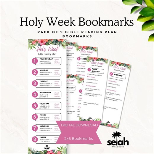 Holy Week Bible Reading Plan Bookmarks | Palm Sunday | Christian Easter Scripture | Digital Download - Etsy