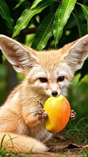 Fox Eating Mango 🍋🦊 | Cute AI Animal Short Video