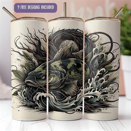 Catfish Tumbler Wrap PNG: Lake Life Fishing Sublimation Design (digital Download) - Etsy