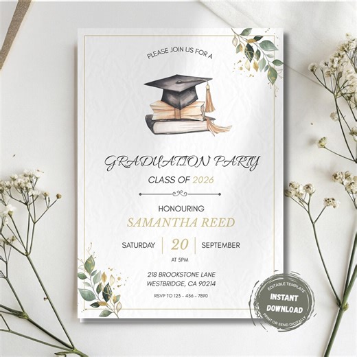 Graduation Party Invitation, Class of 2026, Printable Graduation Ceremony Invitation, Editable Instant Download - Etsy