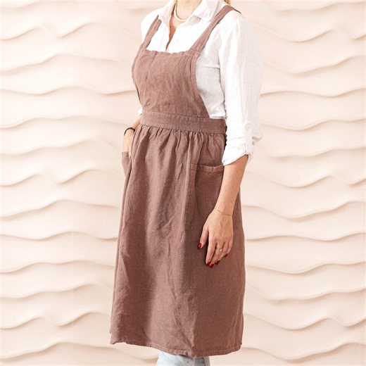 Linen Pinafore Apron Dress: Retro Style With Pockets - Etsy
