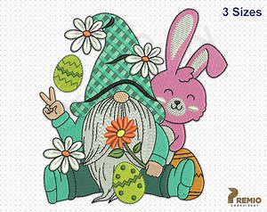 Easter Gnome Embroidery Design, Gnome Embroidery Designs, Spring Gnome Embroidery Designs, Easter Bunny Gnome With Eggs Embroidery Designs - Etsy