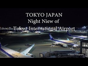 Night View of Tokyo International Airport (Haneda) from International Terminal - Japan 4K