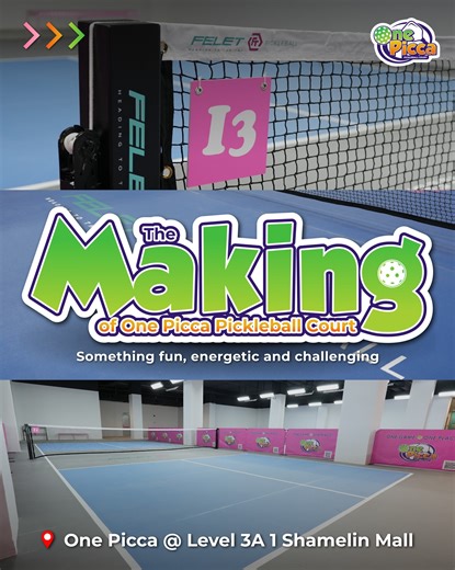 One Picca Pickleball on Instagram: "🎾 The Making of One Picca Pickleball Court From an empty floor ➜ to a full-fledged indoor pickleball court 💥Here’s how it all came together — step by step 👇 📍 1️⃣ Renovation Work Laying the foundation for a safe and solid play area. 🎨 2️⃣ Carpet Flooring Comfortable, carpeted court surface. 💡 3️⃣ Nets & Lighting Setting up the structure that brings the game to life. ✨ 4️⃣ Sneak Peek A first look at the finished court — vibrant, energetic, and ready for p