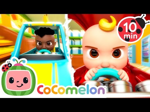 Shopping Cart Race🏁 10 MIN LOOP | Karaoke Nursery Rhymes & Kids Songs - CoComelon