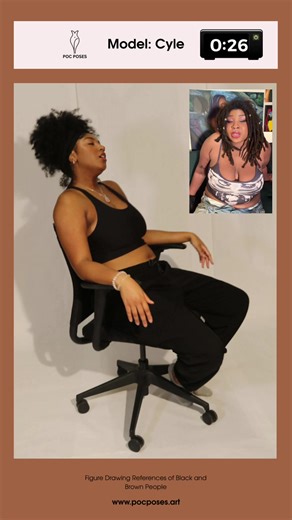 60 second pose from POC Poses, a platform designed to make figure drawing more accessible through inclusive reference photography and timed practice sessions.#blackart #drawing #artist #figuredrawing #doodle