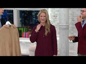 C. Wonder Cable Knit Pullover Hooded Sweater with Fringe Hem on QVC