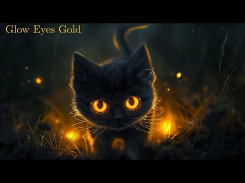 Glow Eyes Cat | Neon Gold • 1 Hour Ambient Music